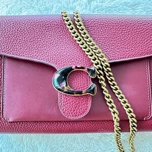 Coach Red Crossbody Bag with Gold Chain